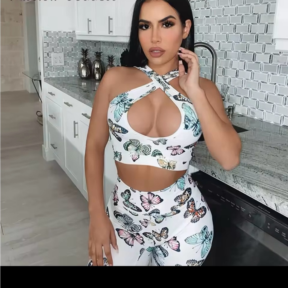 🦋 Butterflies sports bra crop top butterfly gym activewear sport sexy Brazilian